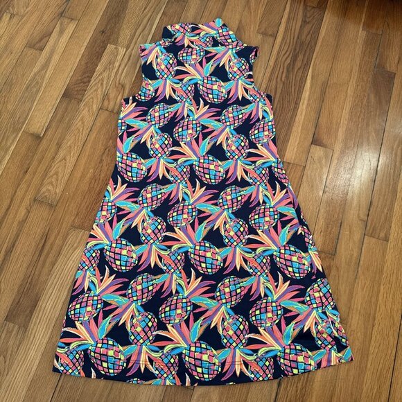 Lulu B Dress Women’s Blue Multicolor Pineapple Print UPF 50 Tropical Size S - Picture 4 of 4